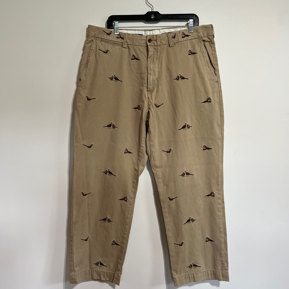 Polo by Ralph Lauren Tan Chinos with Pheasant Embroidery